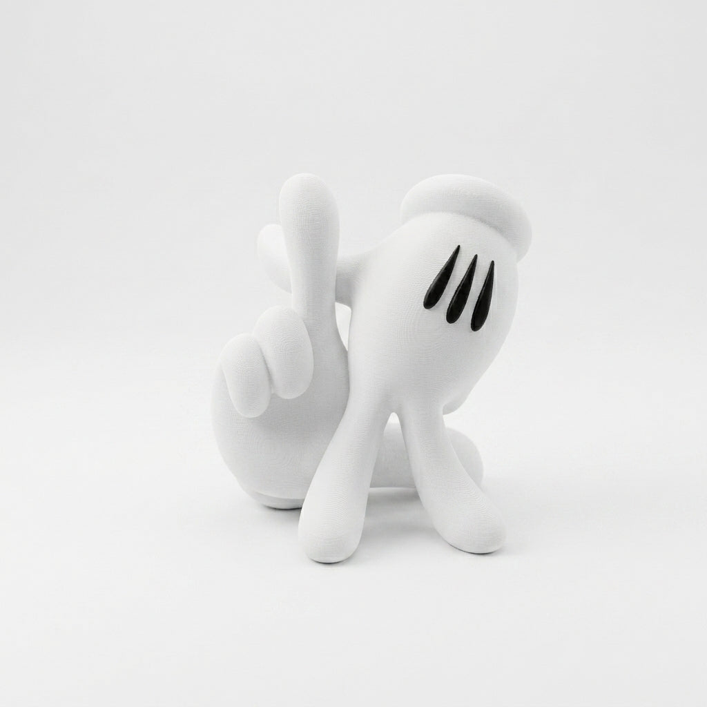 White Cartoon Glove Figure — 3D Printed Shelf Decor
