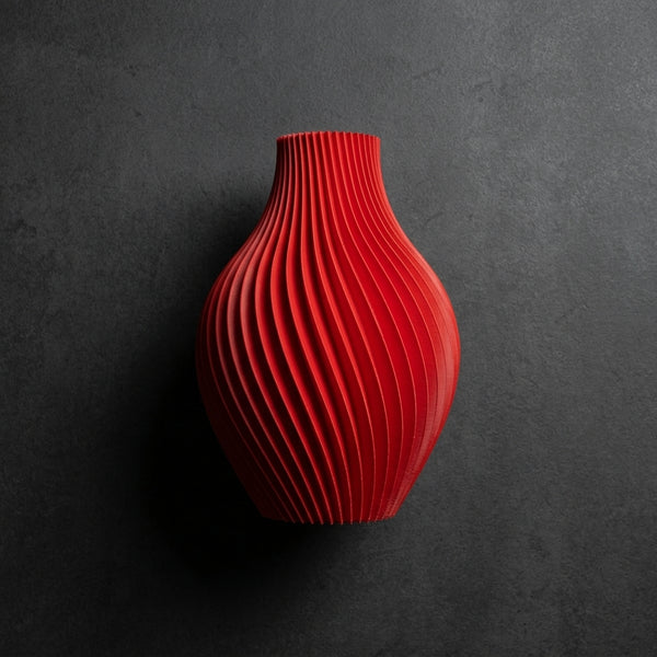 Red Spiral Vase — Modern 3D Printed Sculptural Decor